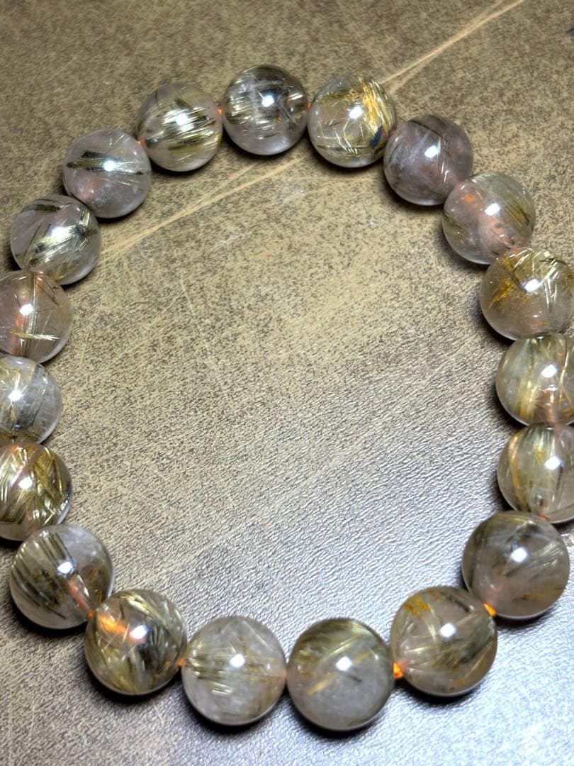 ゴールドシルバータイチンルチルブレスレット10.4〜10.8㎜（新品未使用）太針