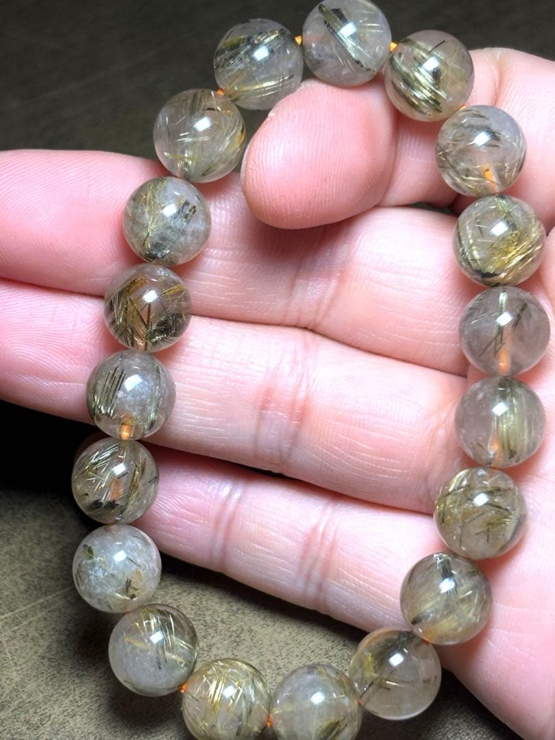 ゴールドシルバータイチンルチルブレスレット10.4〜10.8㎜（新品未使用）太針