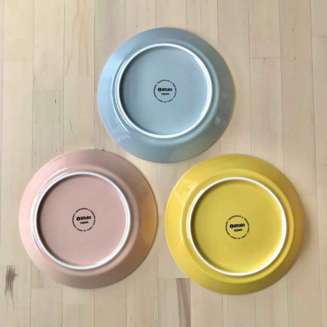 イッタラ　ティーマ　プレート　パウダー　ハニー　パールグレー　17cm　3点