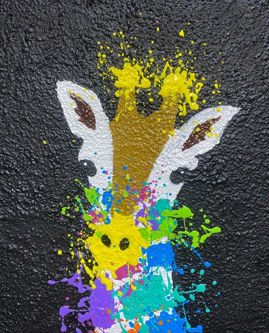 キリン 原画 アクリル画 インテリアアート「キリン」