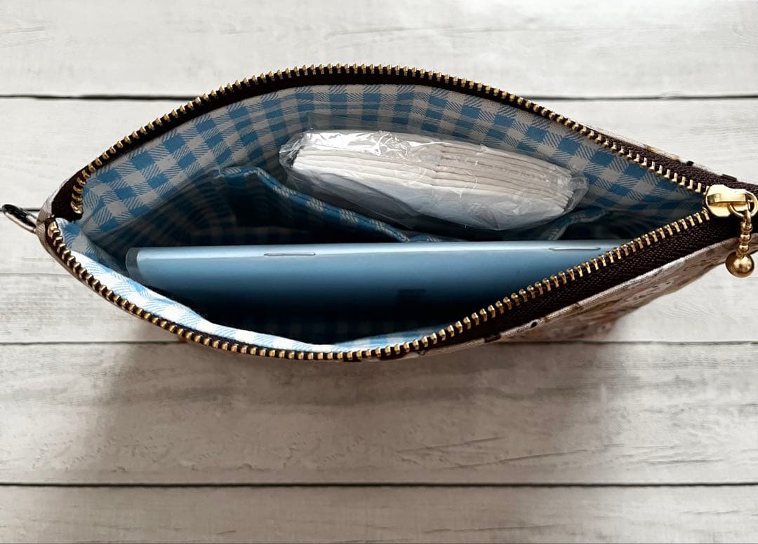 ハンドメイド　げっ歯類いっぱい　20cmファスナーポーチ　マチ付きポーチ