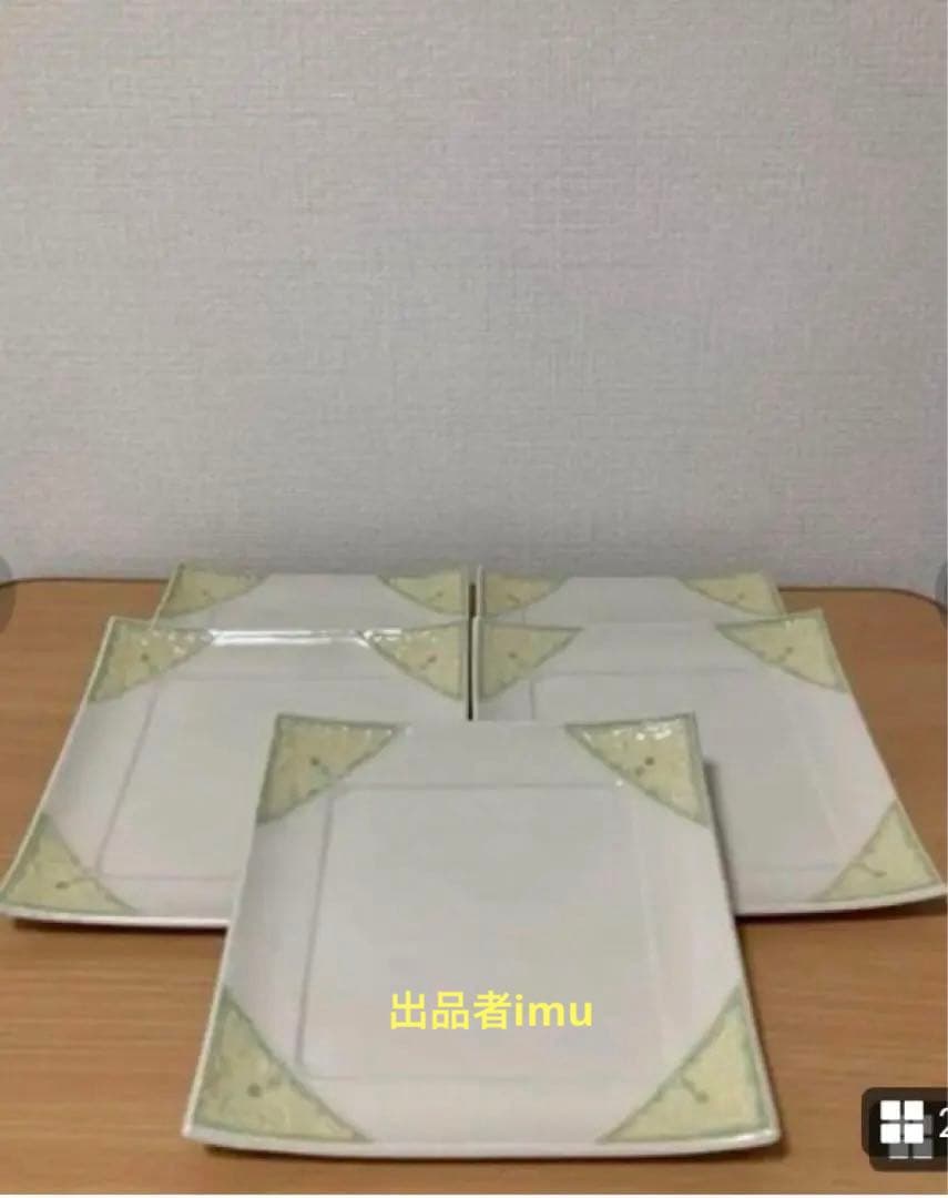 清水焼　松本石亭　高麗角皿(五枚)