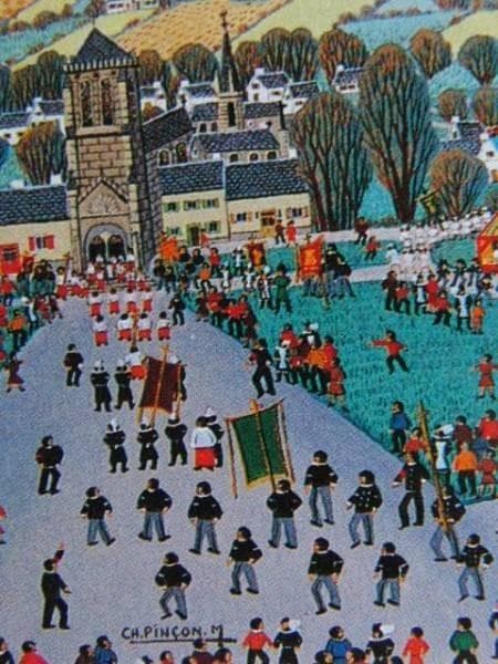 シャルル・パンソン、ブルターニュの宗教祭、希少画集、新品額装