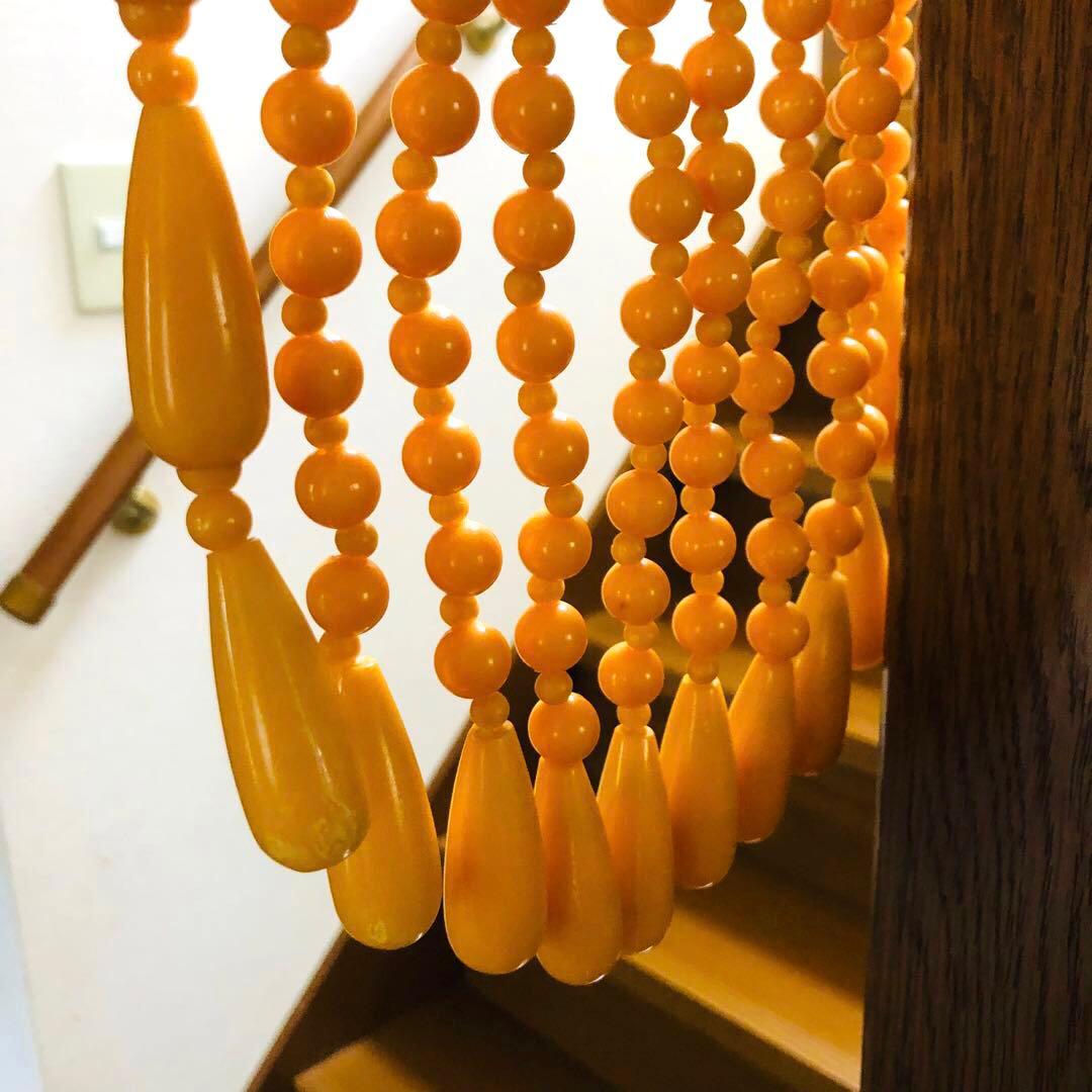 レトロポップ 昭和レトロ ビーズのれん 玉のれん オレンジ　カーテン雫　当時物