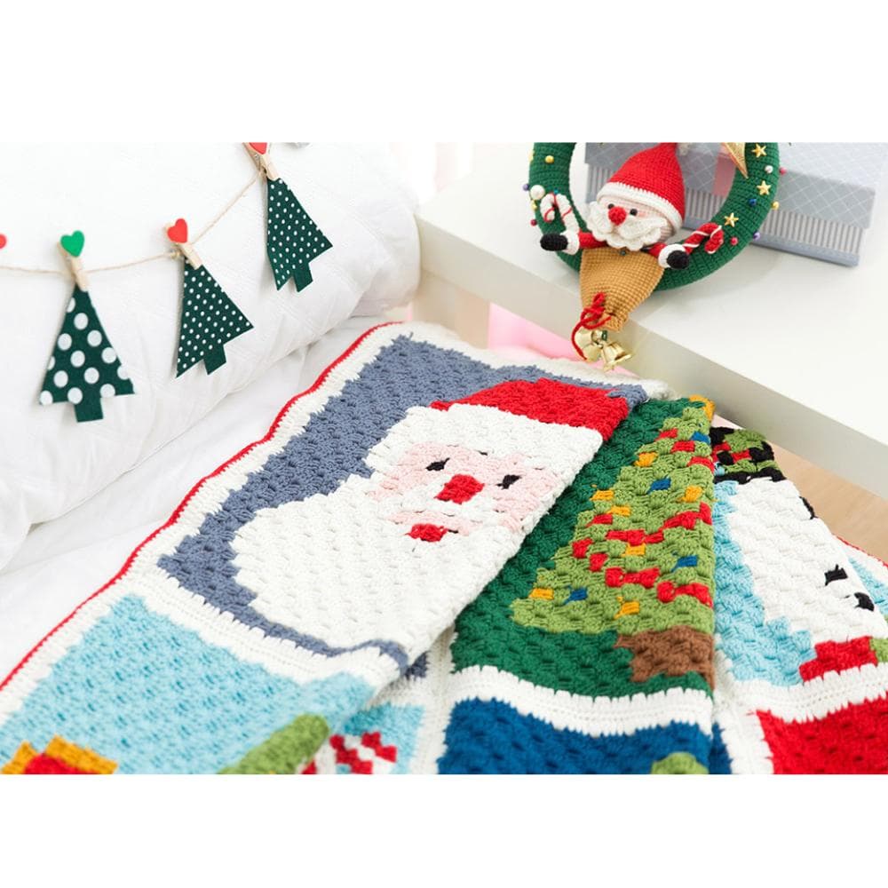 かぎ針編み クリスマス タペストリー 膝掛け マルチ ソファカバー ベッドフット