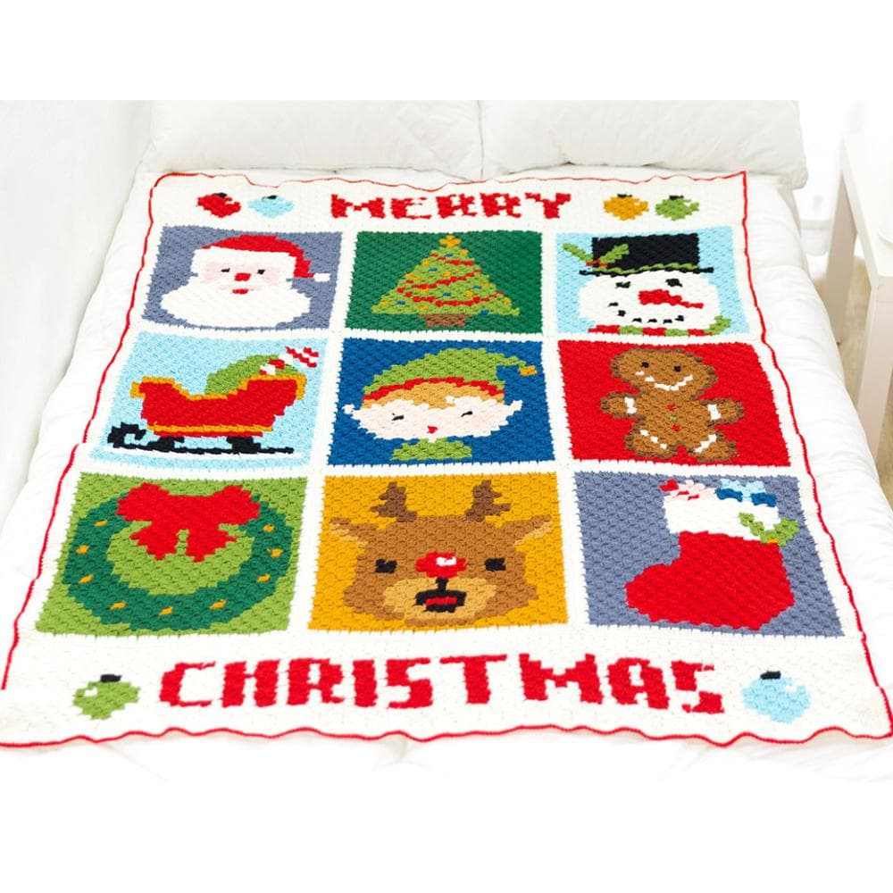 かぎ針編み クリスマス タペストリー 膝掛け マルチ ソファカバー ベッドフット