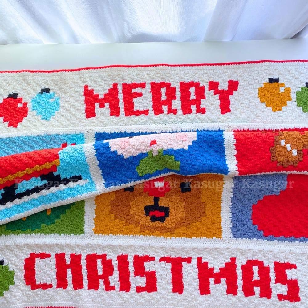 かぎ針編み クリスマス タペストリー 膝掛け マルチ ソファカバー ベッドフット