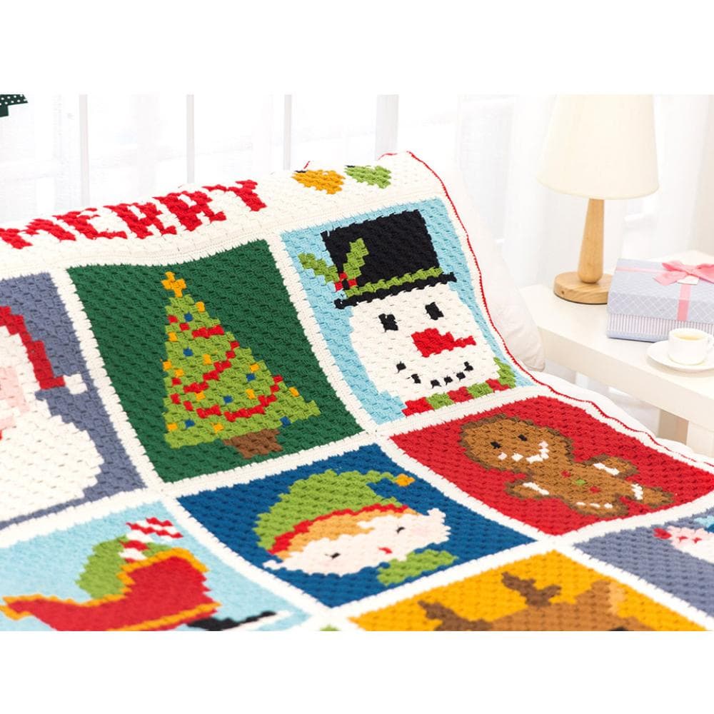 かぎ針編み クリスマス タペストリー 膝掛け マルチ ソファカバー ベッドフット