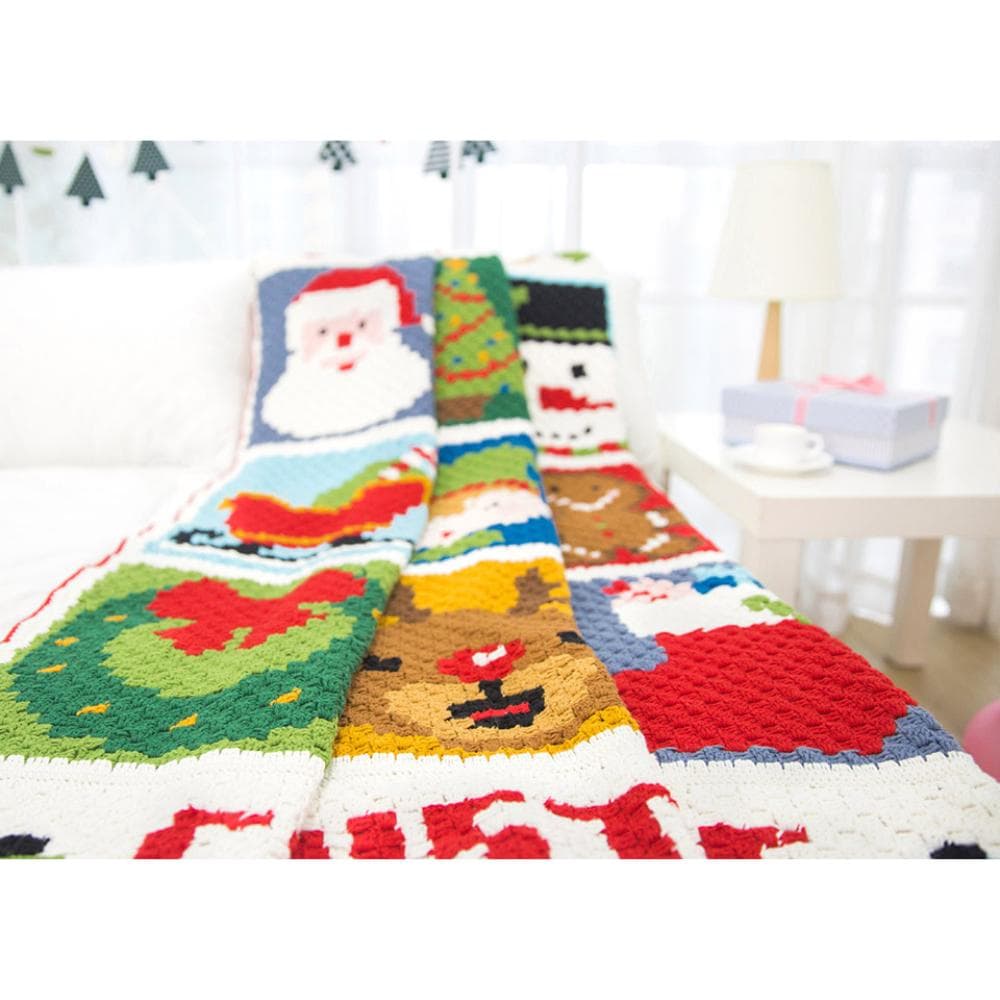 かぎ針編み クリスマス タペストリー 膝掛け マルチ ソファカバー ベッドフット
