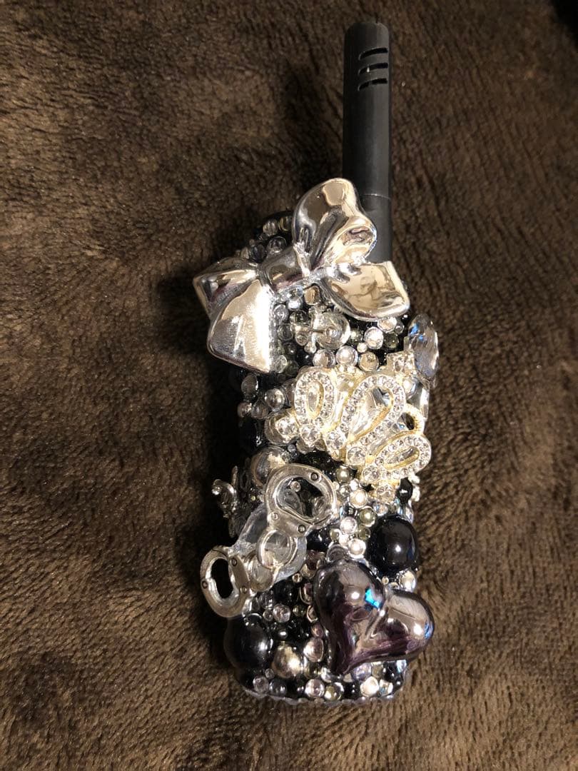 bicデコライターケース♡姫系地雷系♡黒シルバー♡