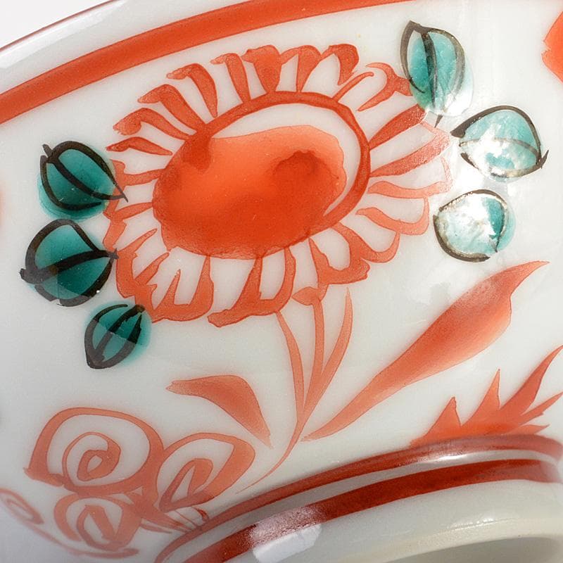 平安　三浦竹軒造　呉須赤絵　寿文　酒盃　共箱　V　6453