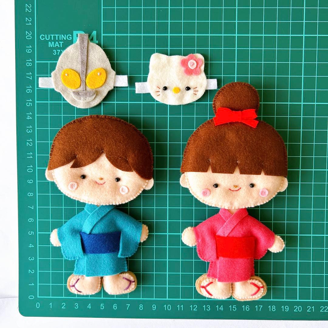 花火と夏祭りのマグネット式タペストリー【フェルトリース】