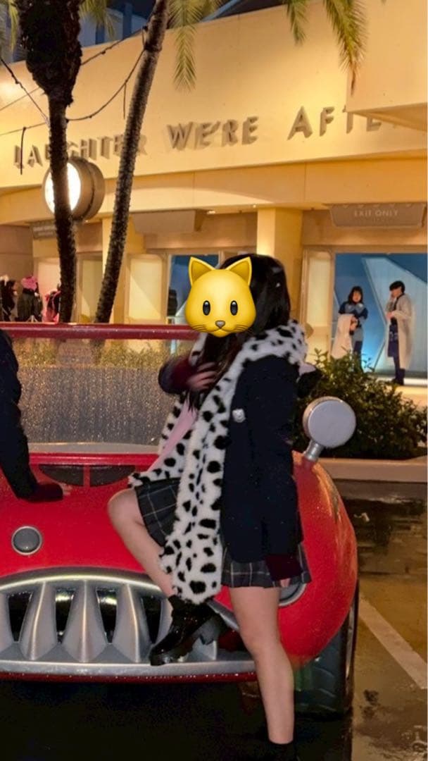 ディズニー風スポット模様ファーキャップ