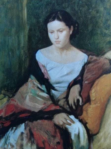 小磯　良平、腰かける婦人、希少な画集より、新品高級額装付、状態良好