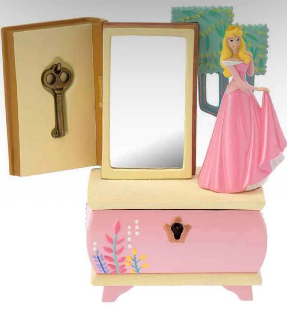 ディズニープリンセス　オーロラ姫　ドレッサー　　鏡　鍵　本　アクセサリーケース