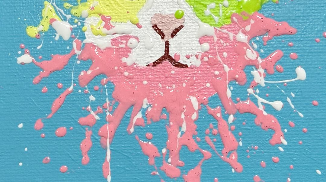 ウサギ 原画 アクリル画 インテリアアート「荒ぶるウサギ」