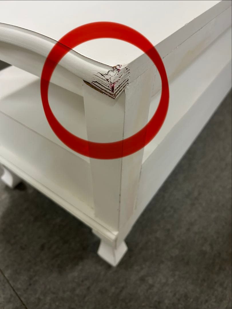 値下げ　新品　テレビ台　ホワイト　北欧調　ロココ調　おしゃれ　キズあり　白