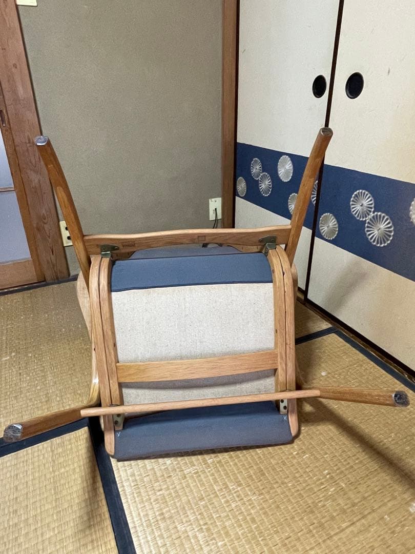 昭和レトロ　リクライニングチェア　1人掛け椅子　布張り