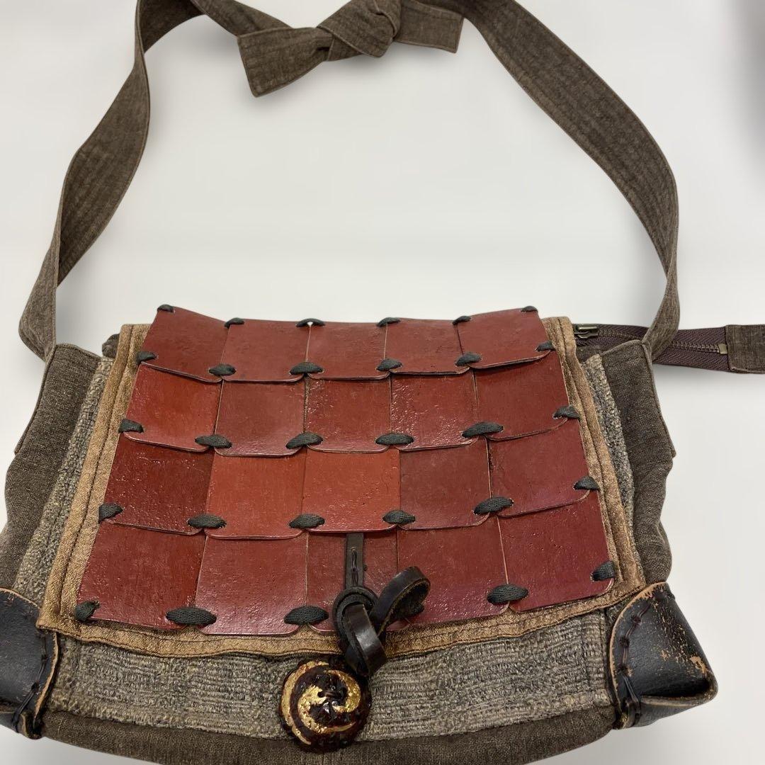 本革と柿渋染めショルダーバック　作家物