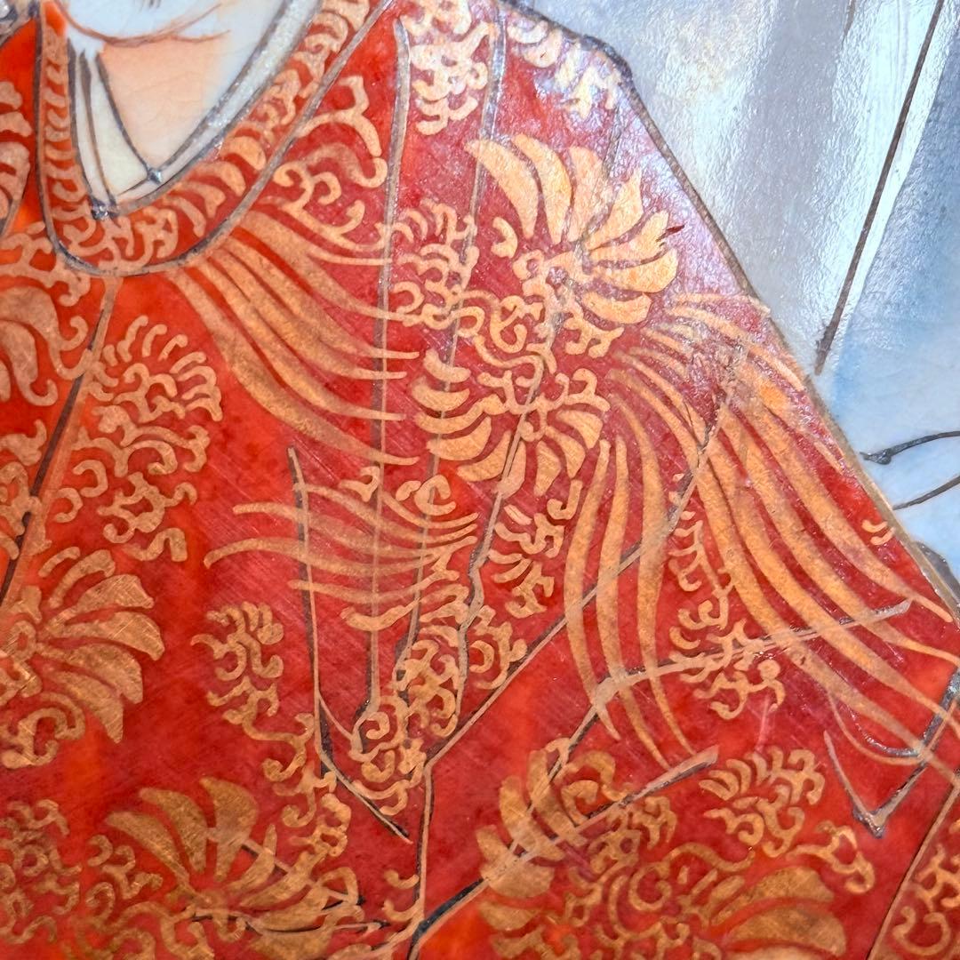 明治～大正期　九谷焼　加賀國　本金彩武将図大皿　直径46.3㎝