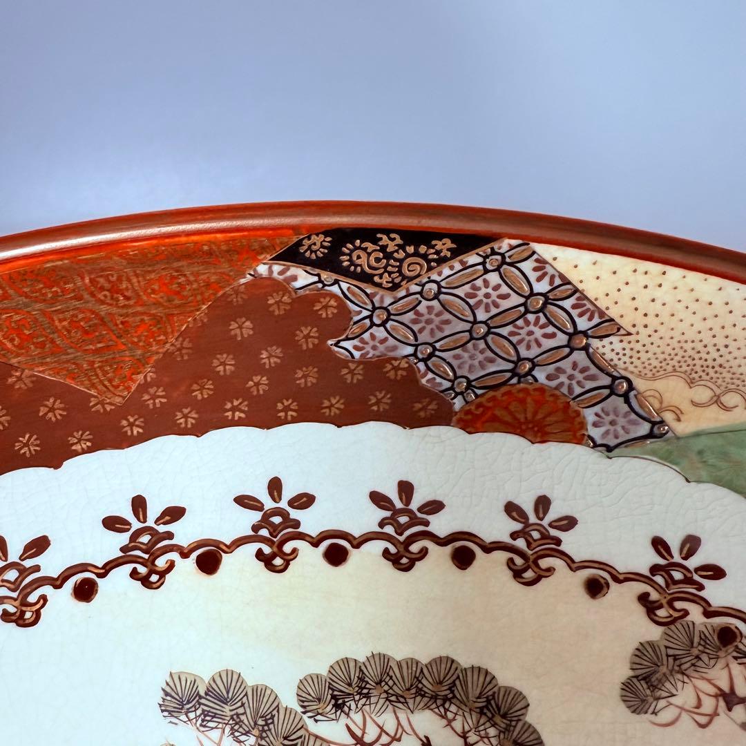 明治～大正期　九谷焼　加賀國　本金彩武将図大皿　直径46.3㎝