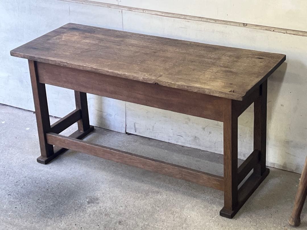 さ*様 昭和レトロ 小学校の木製机 2人掛け 小ぶりな長机