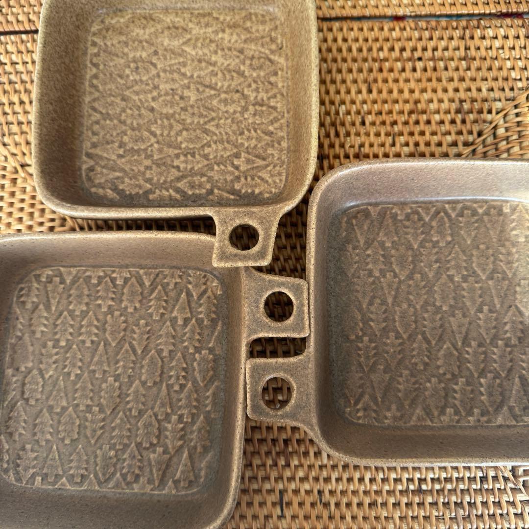 【 よしざわ窯 】ツリー柄　カッティングボード皿 正方形 ／ 3客