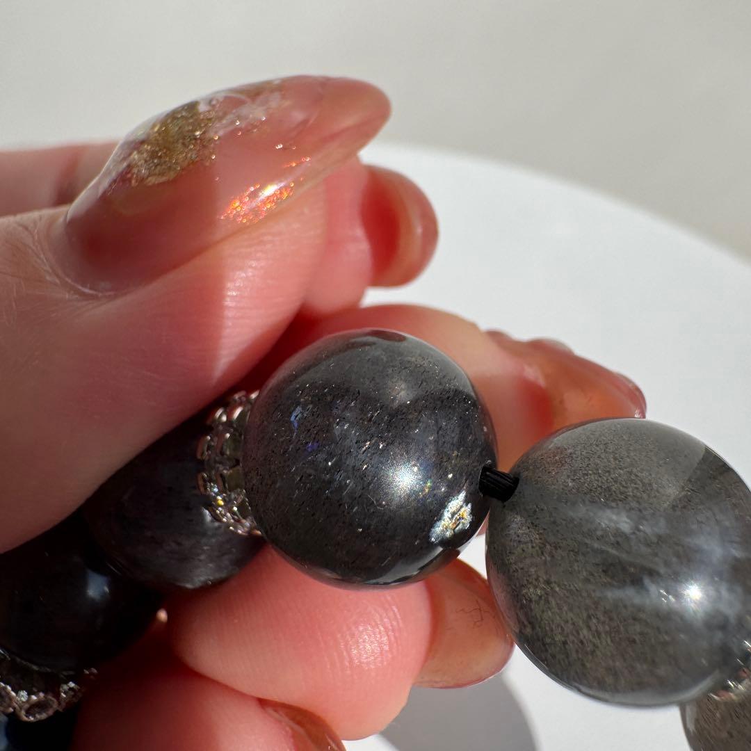 セール　一点物　天然石　ハンドメイドブレス　ラブラドライト