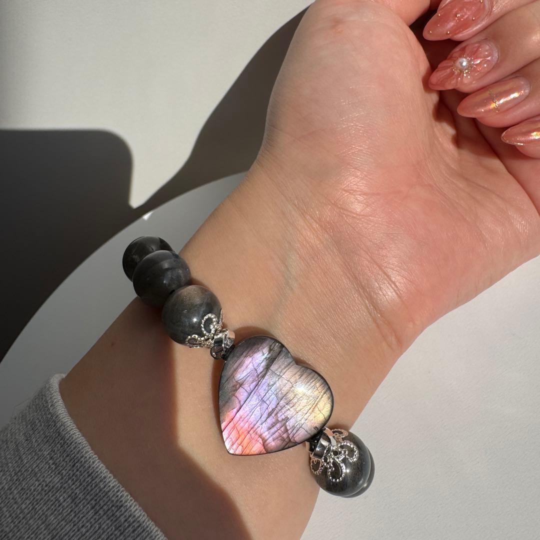 セール　一点物　天然石　ハンドメイドブレス　ラブラドライト