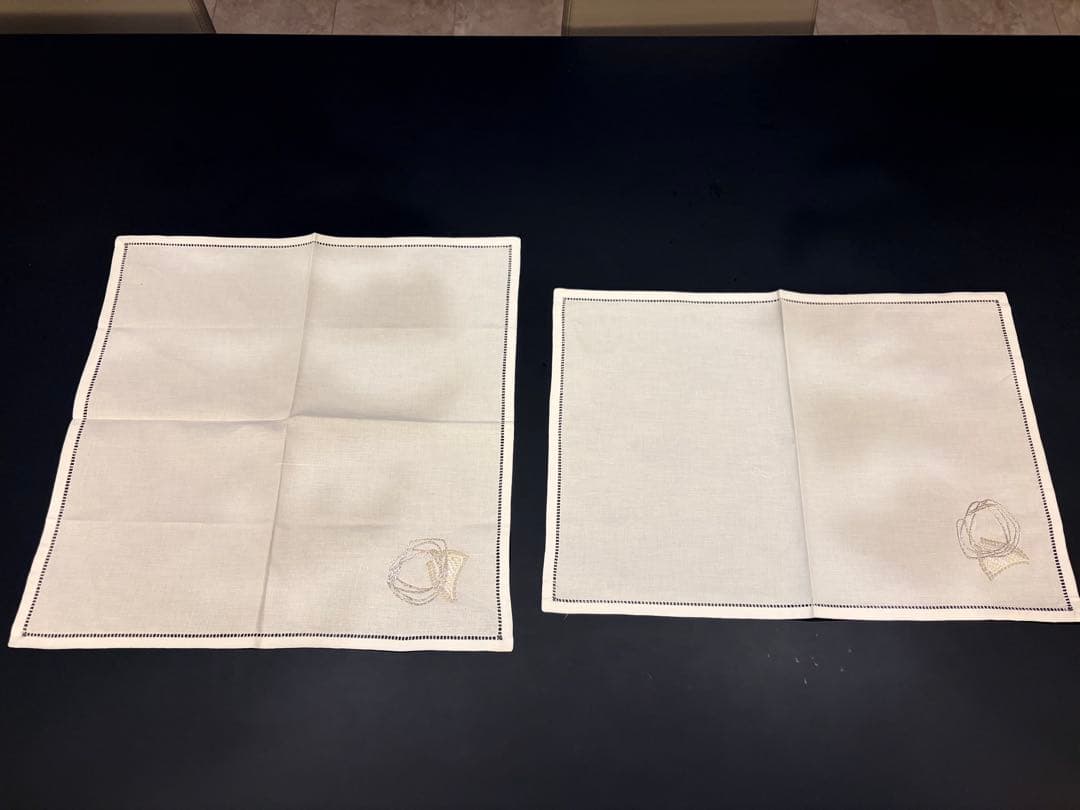【極美品】ベトナム手刺繍 コット100% ランチョンマット＆ナプキン 6枚セット