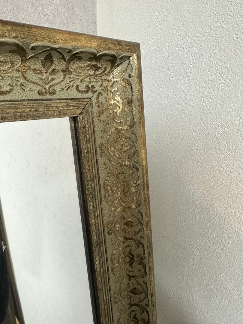 最終値下げ‼️アンティーク調装飾的ゴールドフレームスタンドミラー