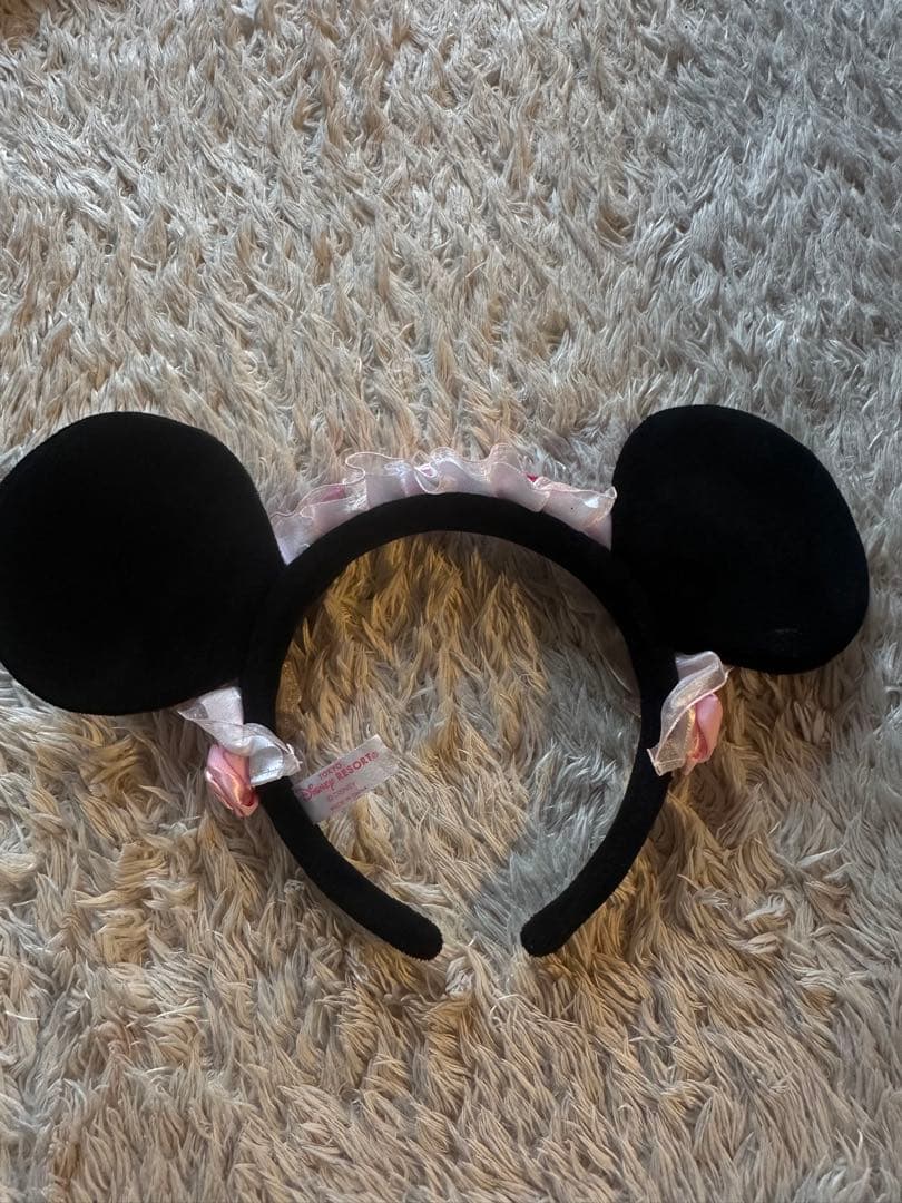 ディズニー カチューシャ ミニー 薔薇 ピンク レース