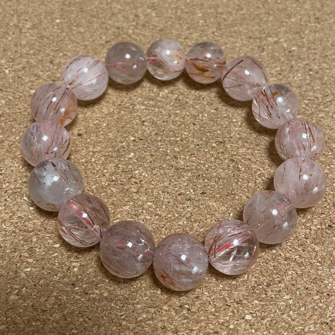 【愛情と情熱】レッドルチルクォーツ ブレスレット 大玉　約13〜14㎜ 天然石