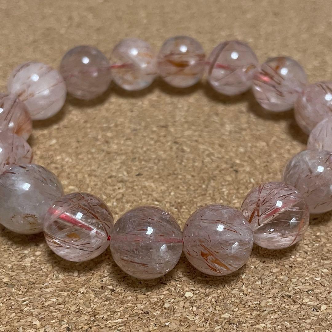 【愛情と情熱】レッドルチルクォーツ ブレスレット 大玉　約13〜14㎜ 天然石