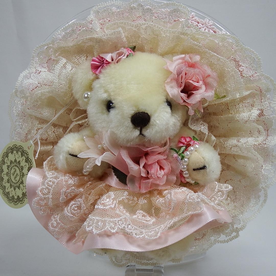 LALUICE【ラルイス】ピンク フリル テディベア 手鏡 スタンドミラー