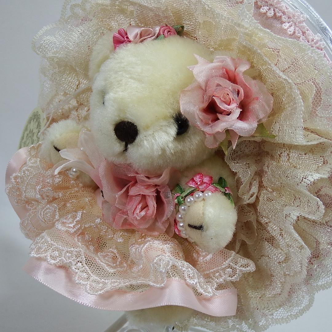 LALUICE【ラルイス】ピンク フリル テディベア 手鏡 スタンドミラー