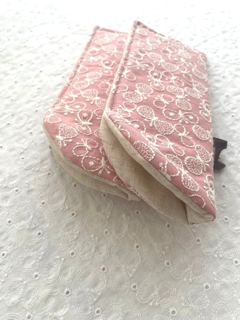 草です！刺繍生地のメガネケース　ハンドメイド