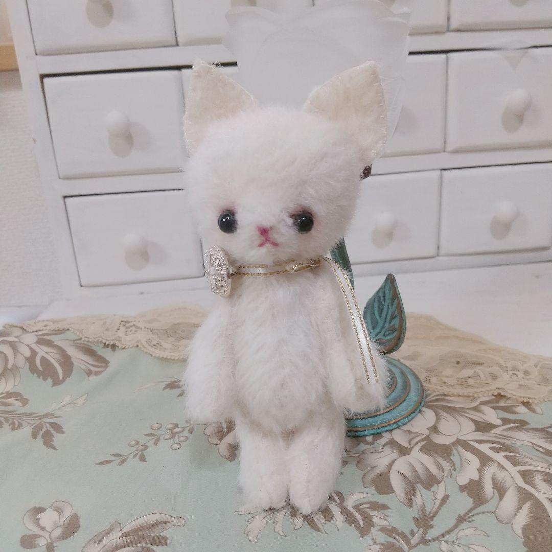 テディベア 白猫 ネコ ねこ アーティストベア 玩具 ぬいぐるみ