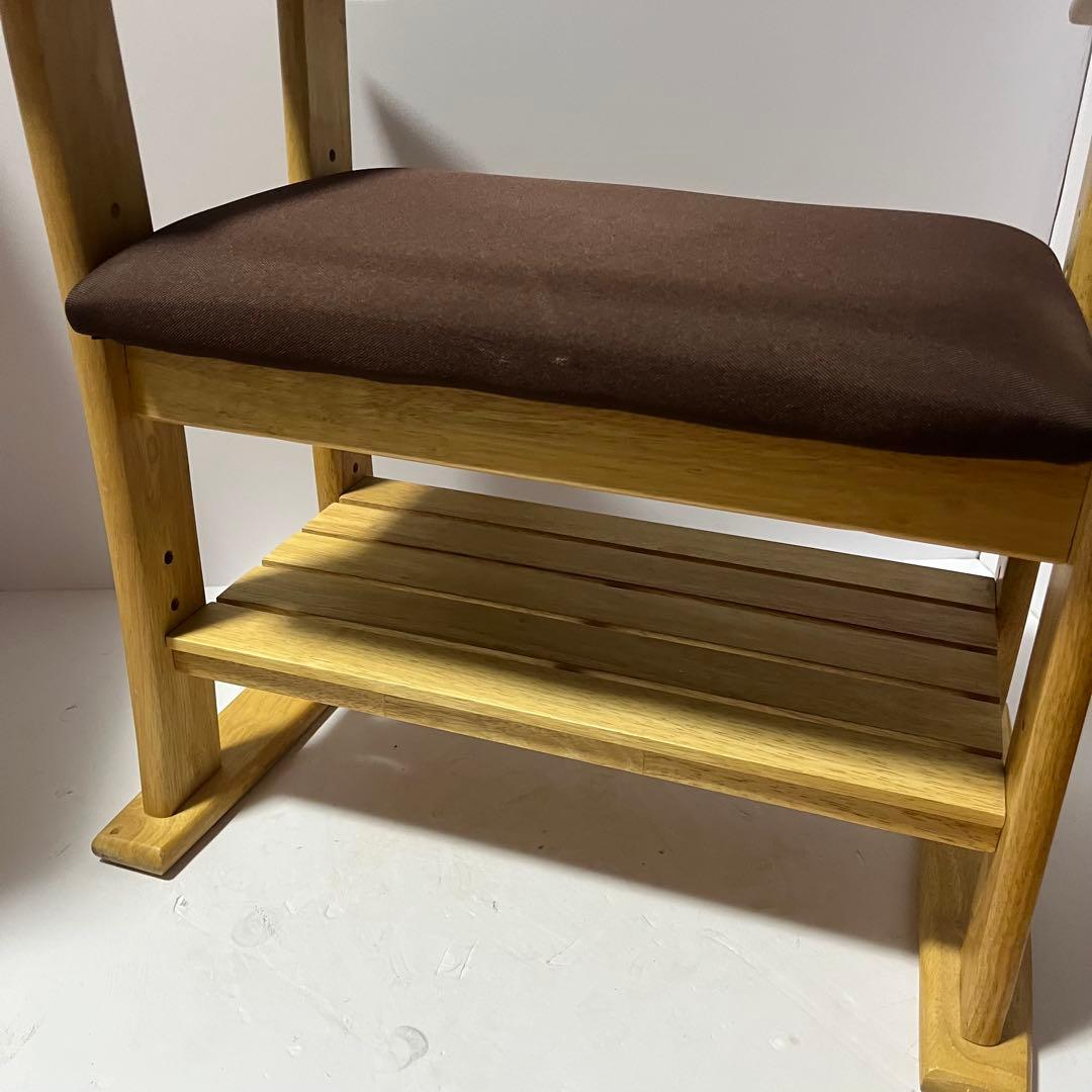 ドウシシャ 高座椅子 肘付スツール 木製チェア 高さ調節可