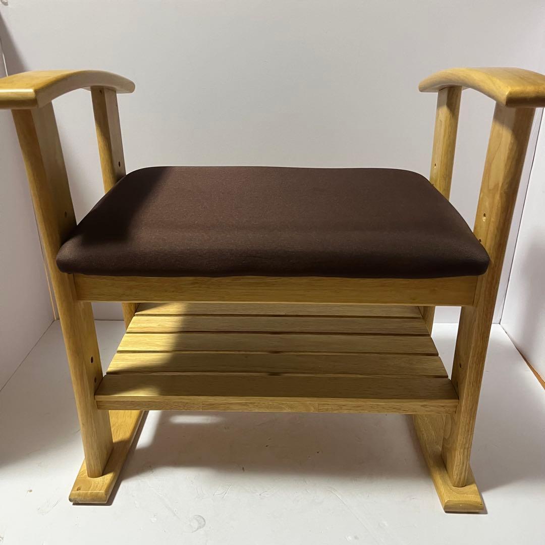 ドウシシャ 高座椅子 肘付スツール 木製チェア 高さ調節可