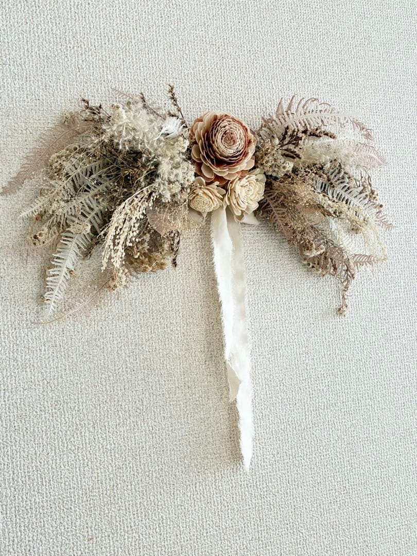 プリザーブドフラワー　ドライフラワー　壁掛け　ホワイト　白　造花