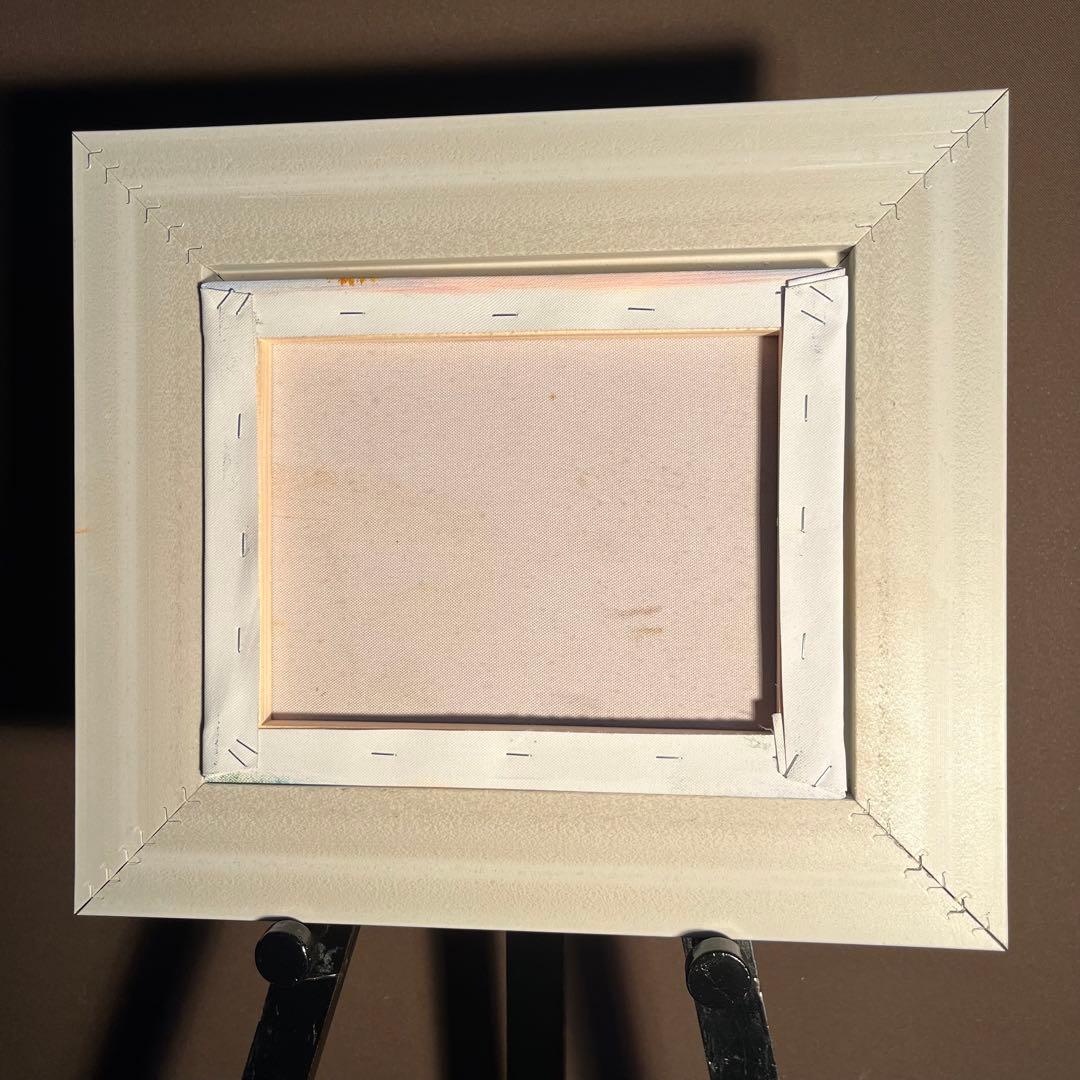 手書き油絵 山河と朝日 額付 絵画 インテリア 油彩画