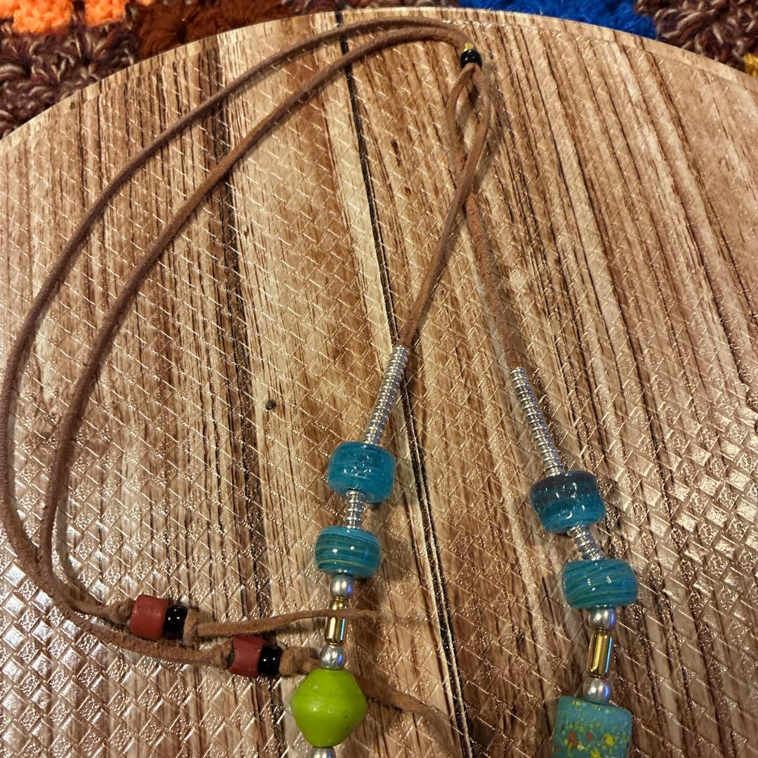 ターコイズ&ビーズのペンダントネックレス