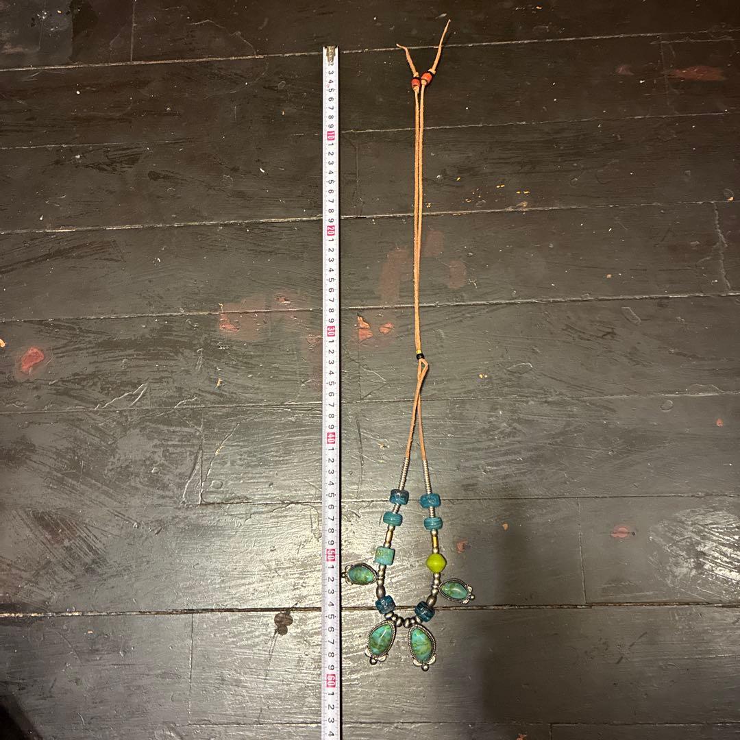 ターコイズ&ビーズのペンダントネックレス