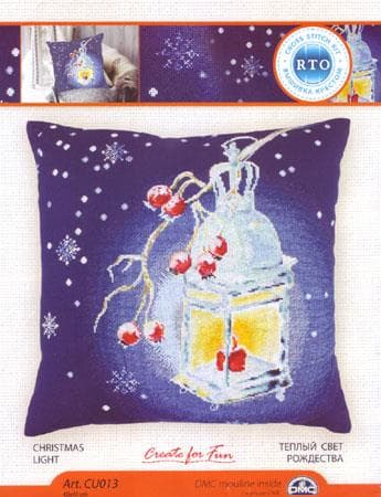 クロスステッチ キット クリスマスキャンドル クッション 木製オーナメント付き