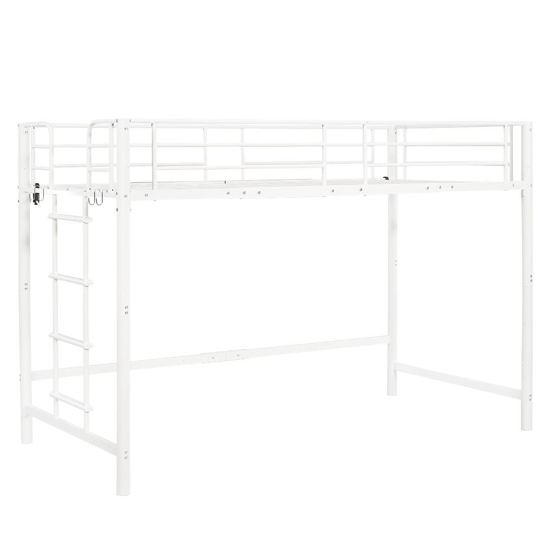 スチール製ロフトベッド【S·シングル】 高さ140cmロータイプ WHITE