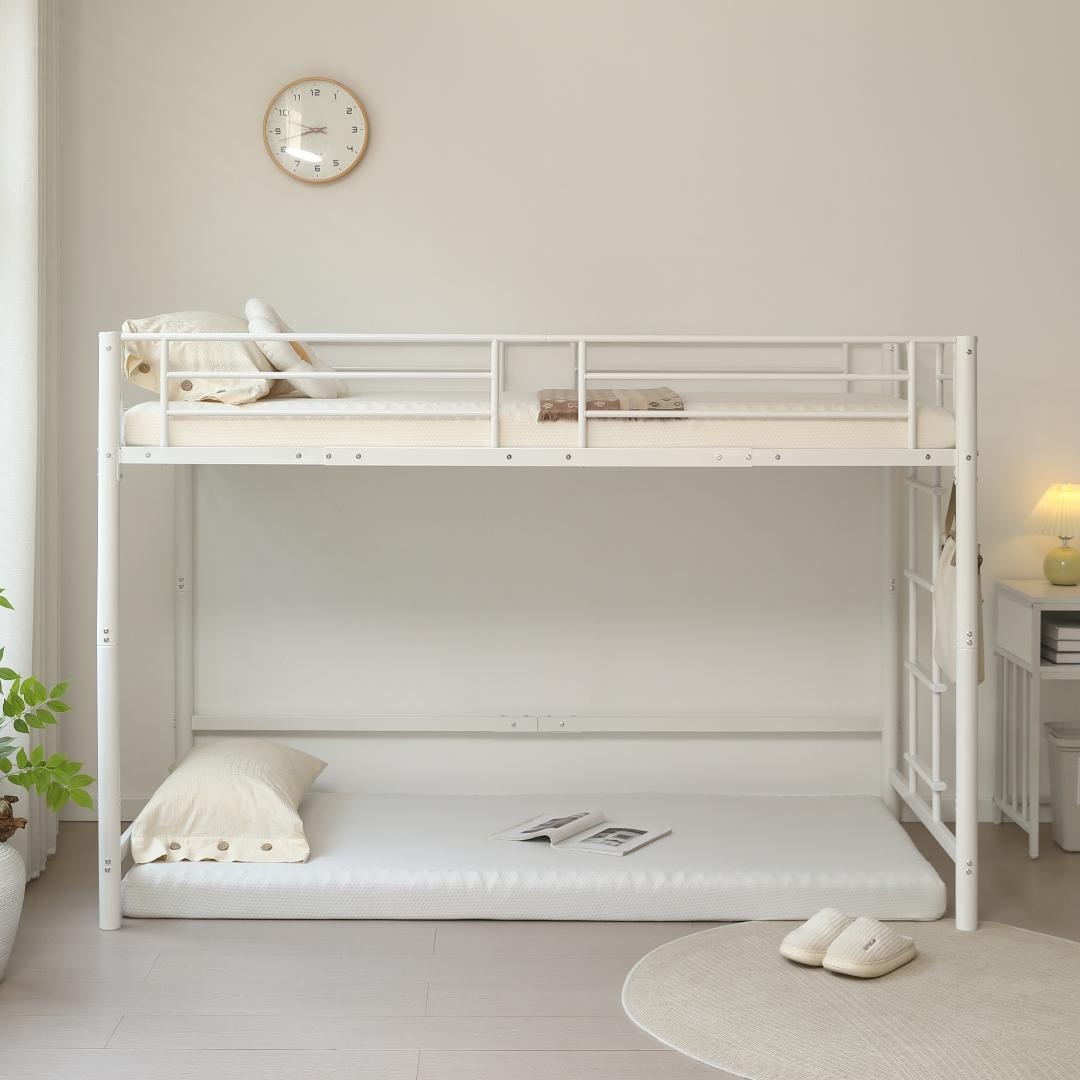 スチール製ロフトベッド【S·シングル】 高さ140cmロータイプ WHITE