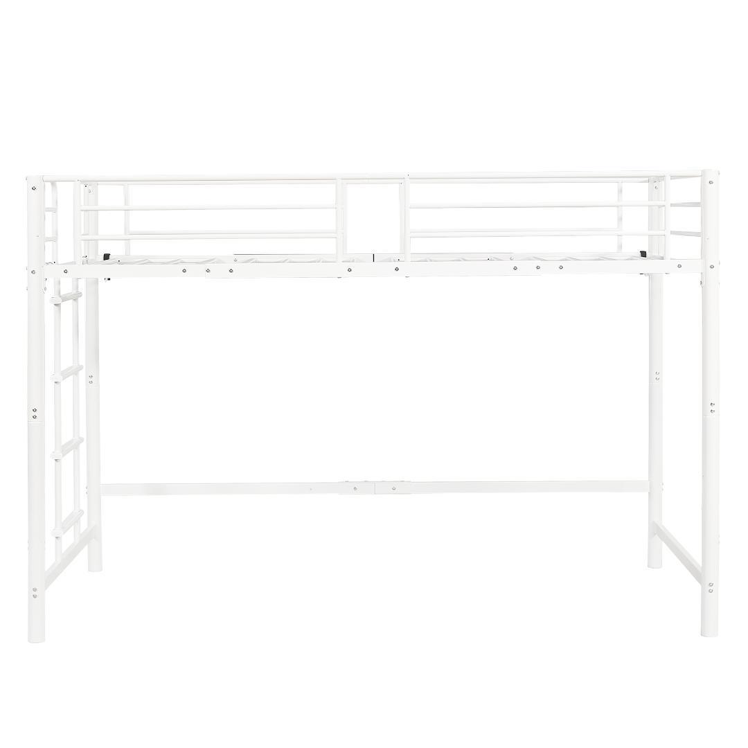 スチール製ロフトベッド【S·シングル】 高さ140cmロータイプ WHITE