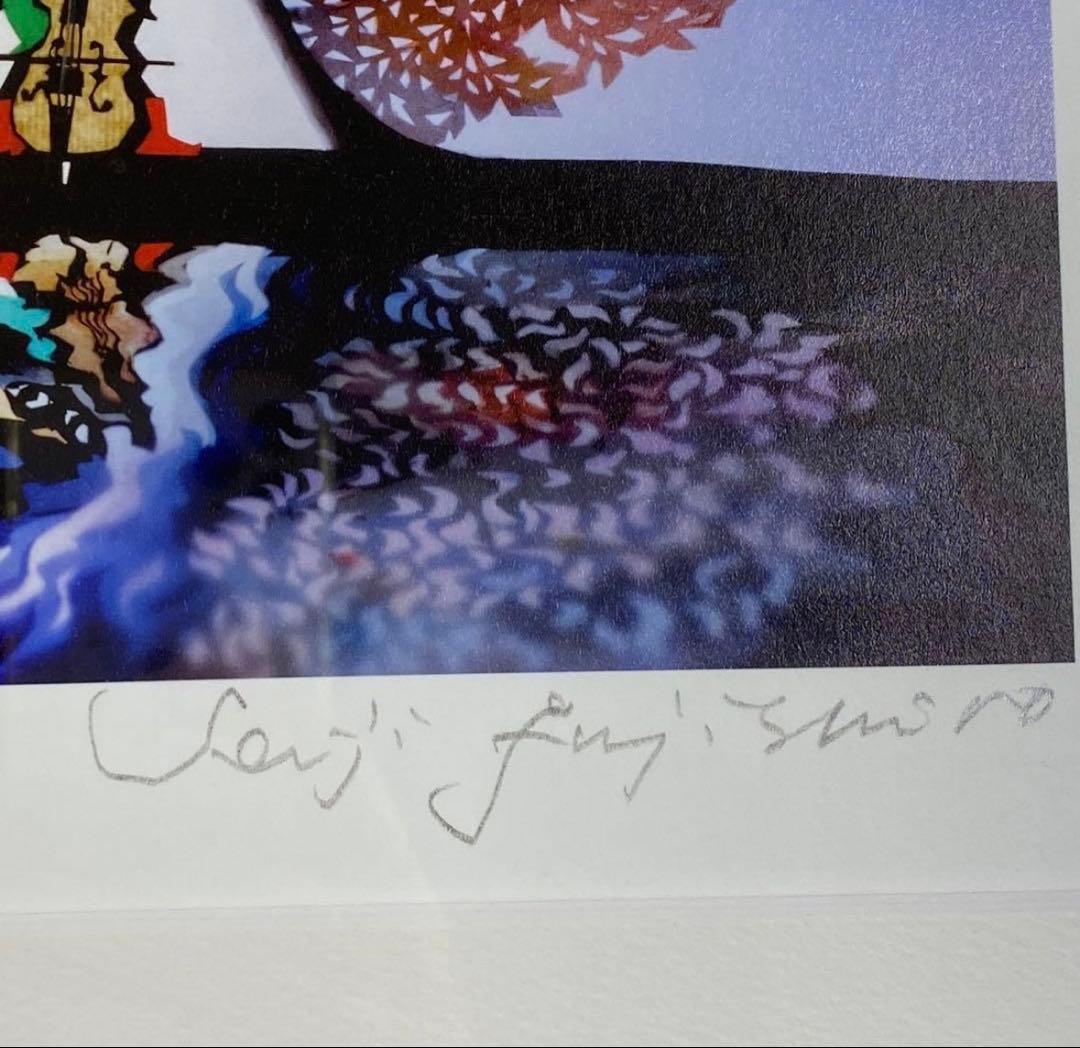 真作 藤城清治 月光の響き 直筆サイン入り レフグラフ 裏書きあり