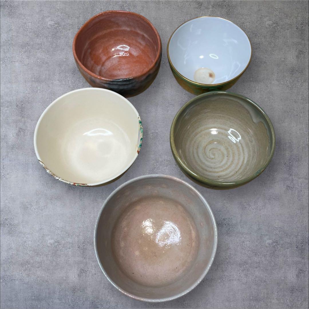 萩焼　茶碗　松尾芭蕉　奥の細道　茶道具　抹茶碗 多彩なデザインの陶器茶碗セット